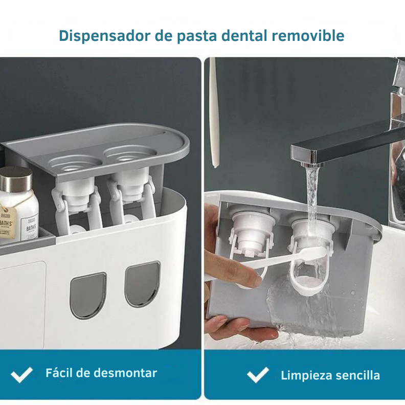 Dispensador Pasta Dental Porta Cepillos De Pared 4 Tazas-2