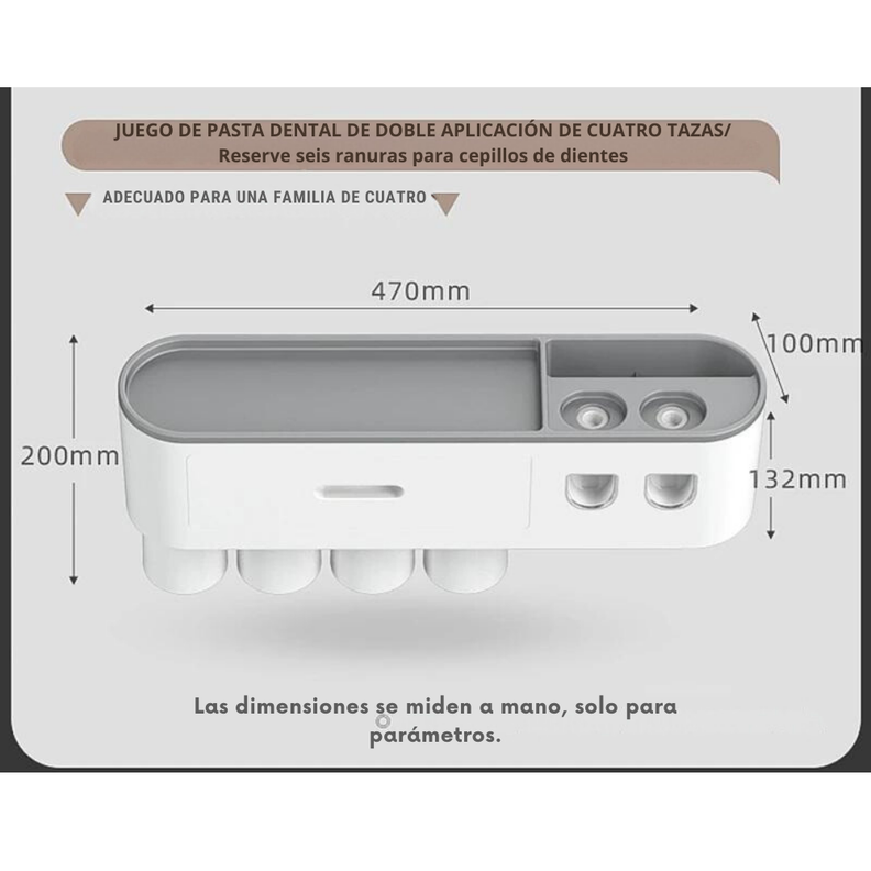 Dispensador Pasta Dental Porta Cepillos De Pared 4 Tazas-4