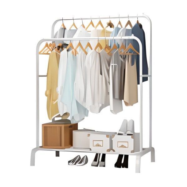 Perchero Organizador Estante De Ropa Multiuso De Metal Blanco