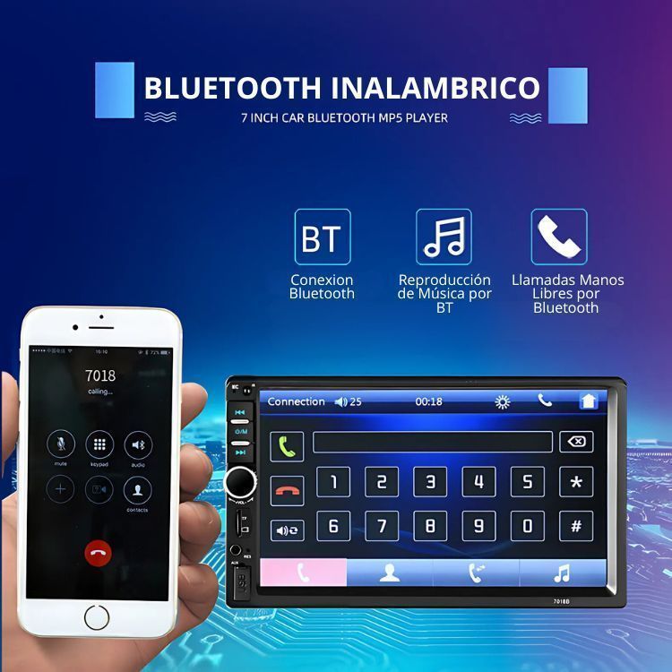 Radio Pantalla Táctil Para Autos 7" Pulgadas Bluetooth-6