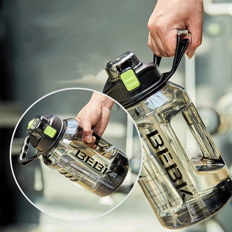 Botella De Agua Deportiva Gym Fitness + Pajita Unisex 2300ml-4