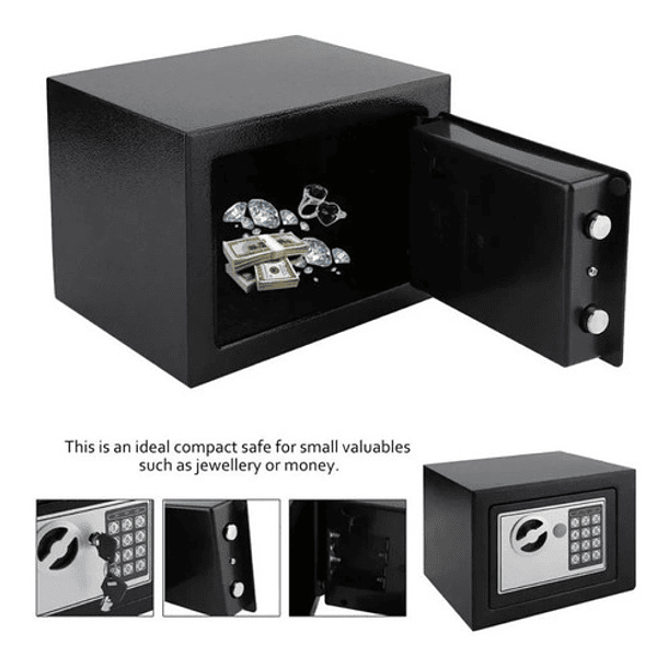 Caja Seguridad Fuerte Digital Llave Teclado Numérico-3