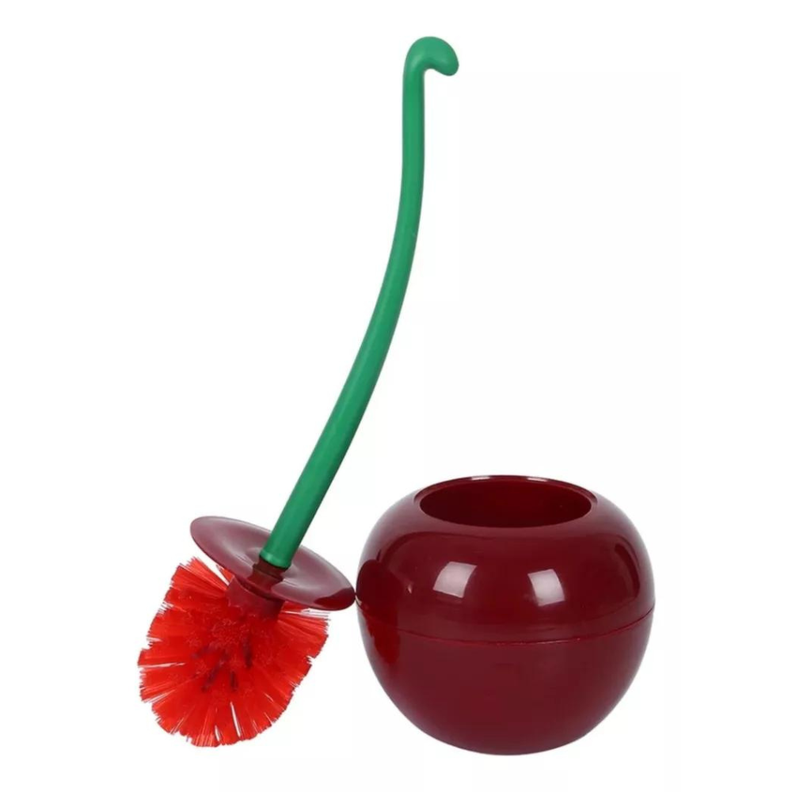 Escobilla Para Baño Rojo Cereza Elegante Cerdas Suaves-0