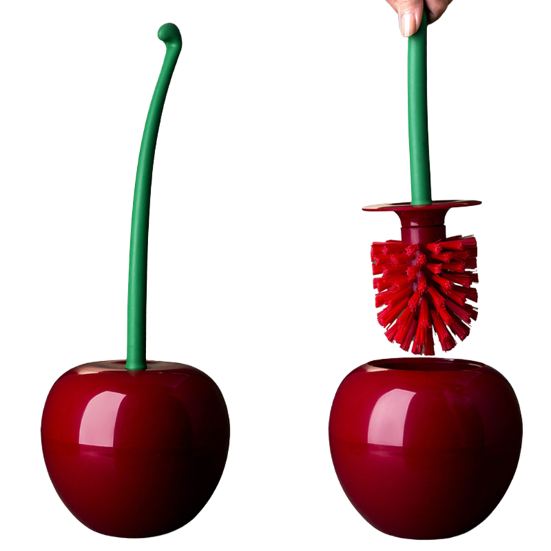 Escobilla Para Baño Rojo Cereza Elegante Cerdas Suaves-2