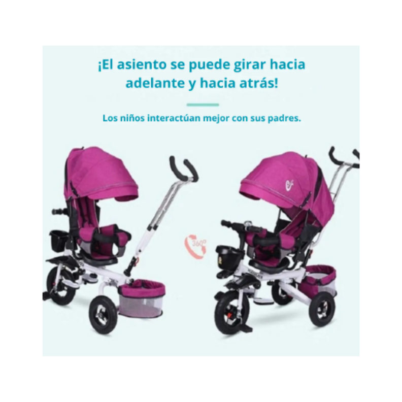 Triciclo Multifuncional Gira 360 Sombrilla Plegable -2