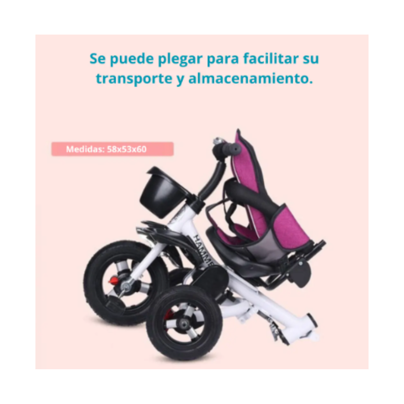Triciclo Multifuncional Gira 360 Sombrilla Plegable -3