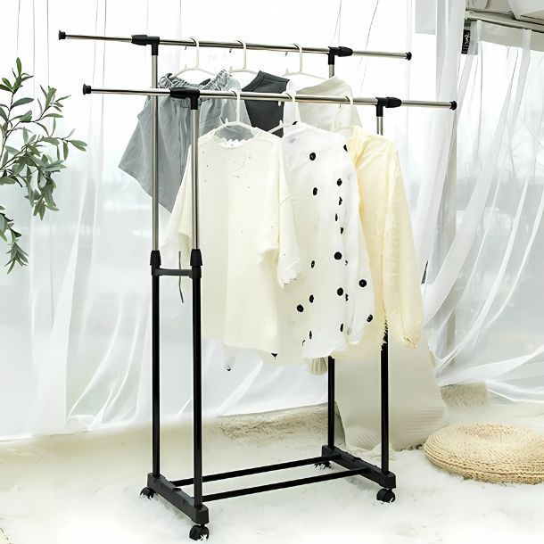 Tendedero Alargable Largo Ajustable Con Ruedas Para Ropa-2