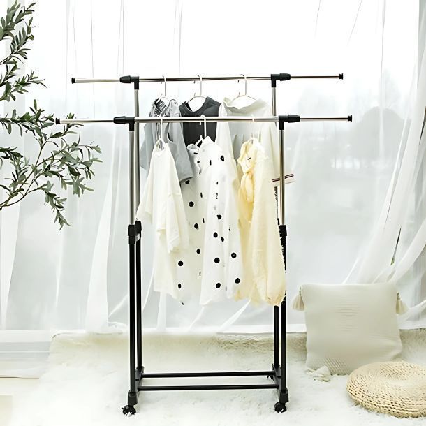 Tendedero Alargable Largo Ajustable Con Ruedas Para Ropa-3