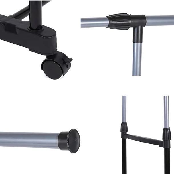 Tendedero Alargable Largo Ajustable Con Ruedas Para Ropa-4