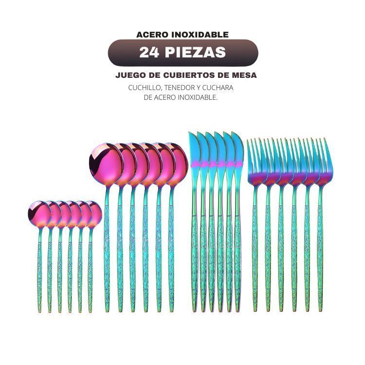 Set Cubiertos De Mesa Tornasol Acero Inoxidable 24 Piezas-4