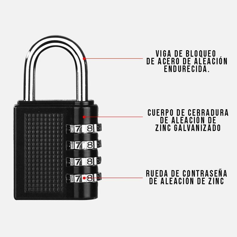 Candado de Combinación de 4 dígitos Antirrobo Cerradura-3