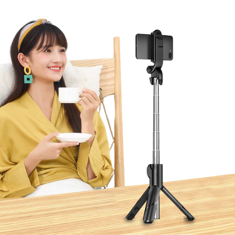 Estabilizador Trípode Selfie Stick Mando Bluetooth Y LED-0