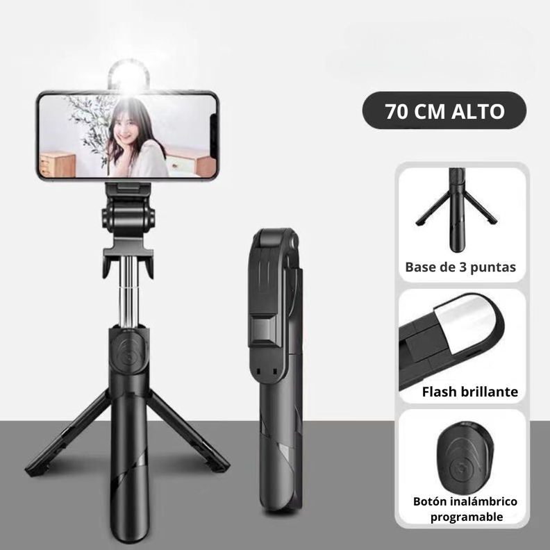Estabilizador Trípode Selfie Stick Mando Bluetooth Y LED-4