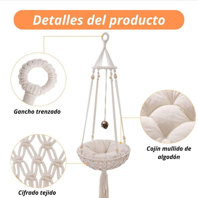 Hamaca Para Mascotas Gatos Cuna Colgante Con Cojín-1