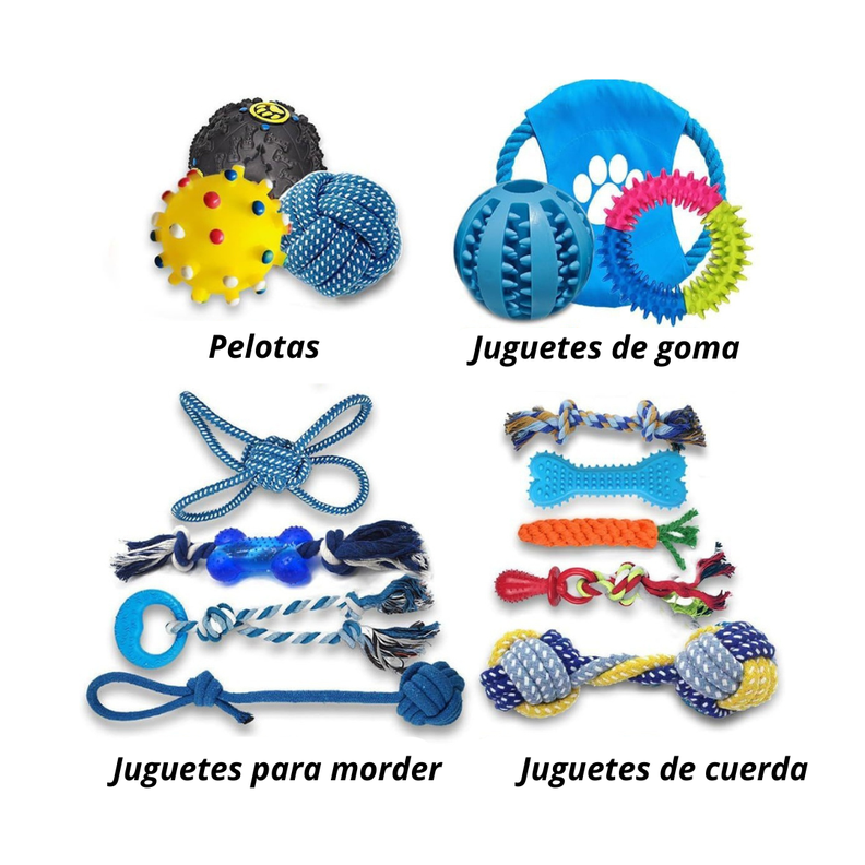 Set 15 Juguetes Para Mascotas Antiestrés Pelota Cuerda Goma-2