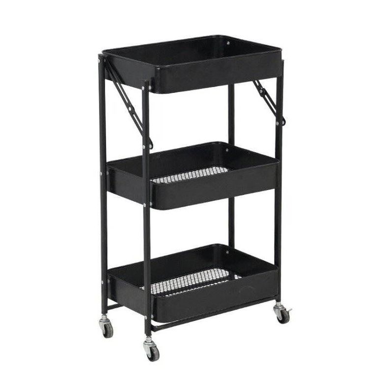 Estante Organizador Plegable Cocina Baño 3 Niveles - Negro-0