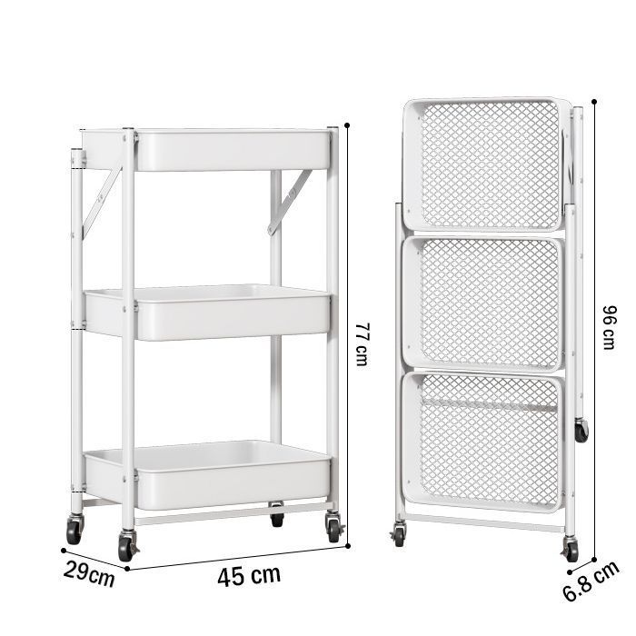 Estante Organizador Plegable Cocina Baño 3 Niveles - Negro-4