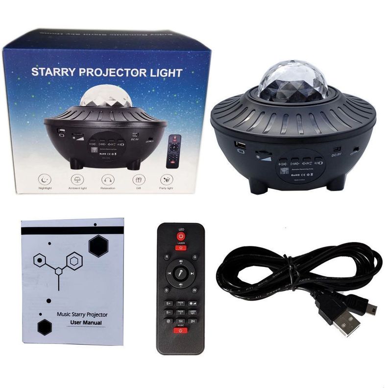 Proyector Led Luces y Estrellas 360º Con Bluetooth y Musica-2