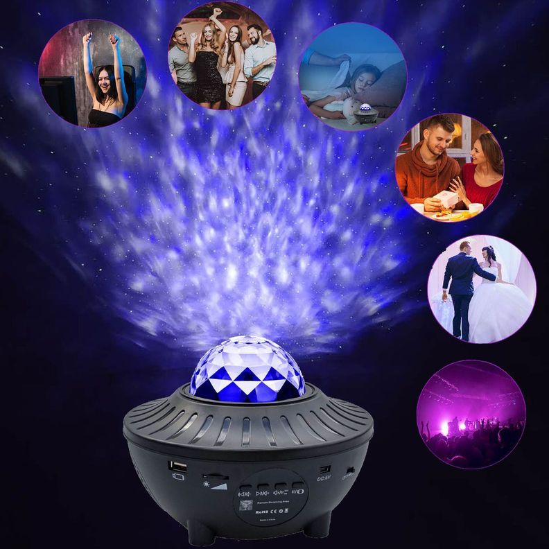 Proyector Led Luces y Estrellas 360º Con Bluetooth y Musica-5