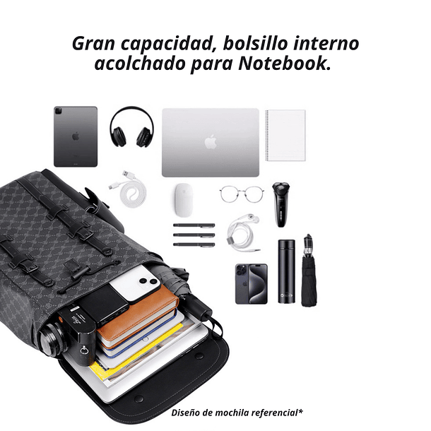 Mochila De Cuero Sintético Impermeable Viajes Universidad Trabajo-5