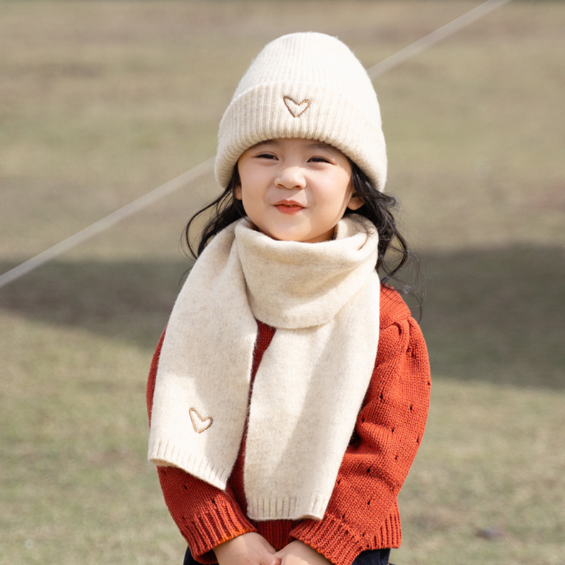 Conjunto De Gorro Y Bufanda De Lana Tejido Invierno Para Niños-3