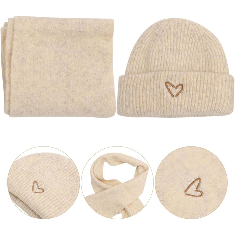 Conjunto De Gorro Y Bufanda De Lana Tejido Invierno Para Niños-5