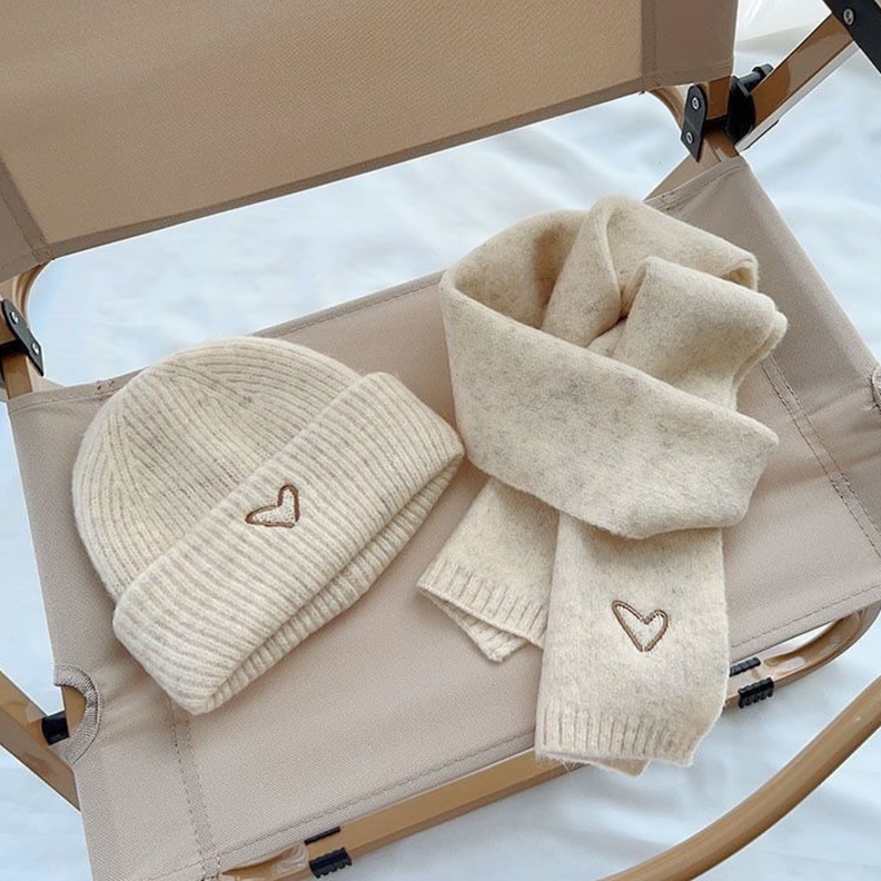 Conjunto De Gorro Y Bufanda De Lana Tejido Invierno Para Niños-6