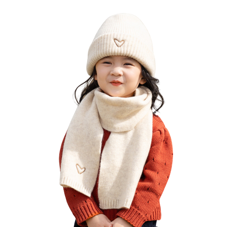 Conjunto De Gorro Y Bufanda De Lana Tejido Invierno Para Niños-0