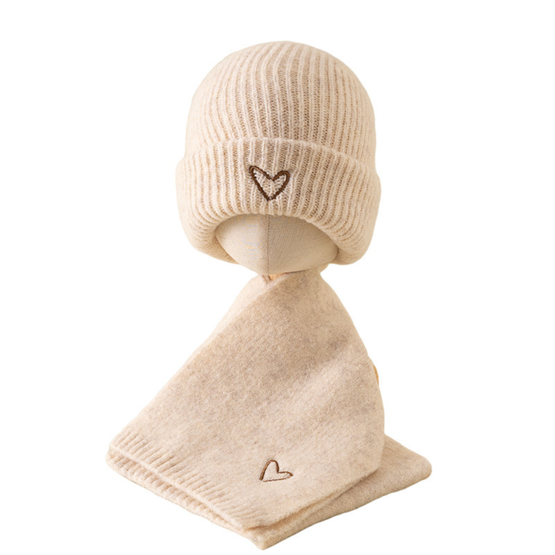 Conjunto De Gorro Y Bufanda De Lana Tejido Invierno Para Niños-2