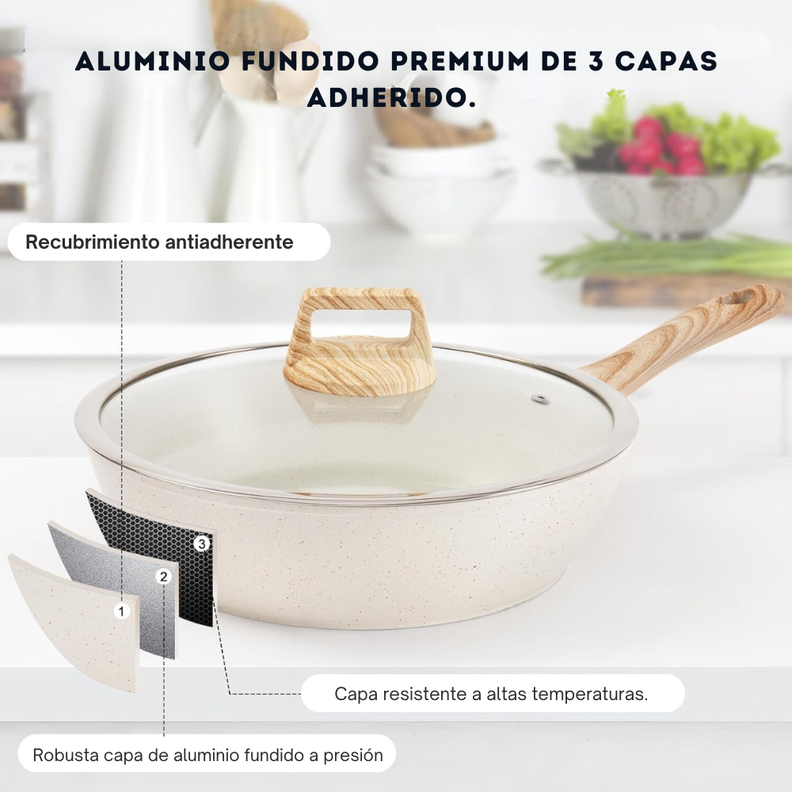 Sartén 28CM Profundo Antiadherente Hierro Forjado-4