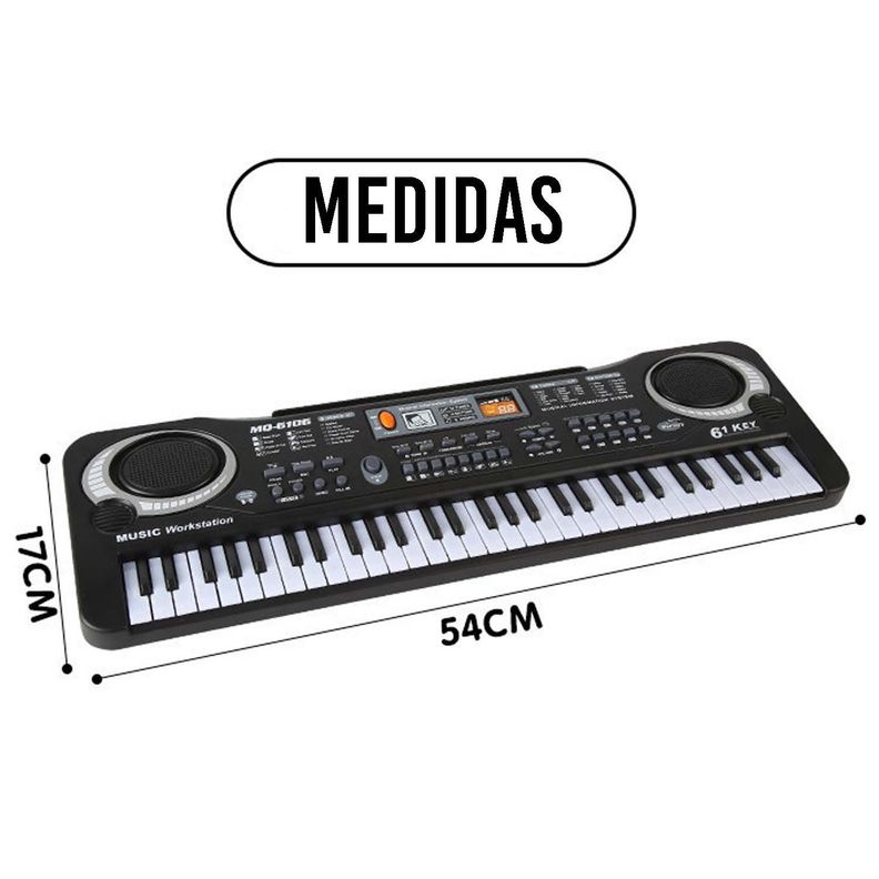 Piano Teclado Electrónico Digital 61 Teclas con Microfono-2