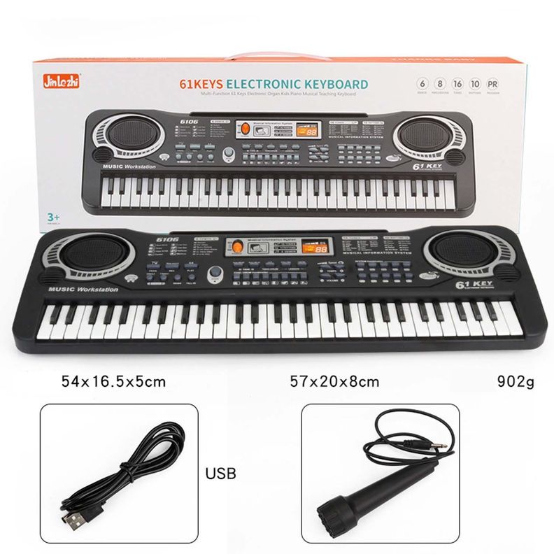 Piano Teclado Electrónico Digital 61 Teclas con Microfono-3