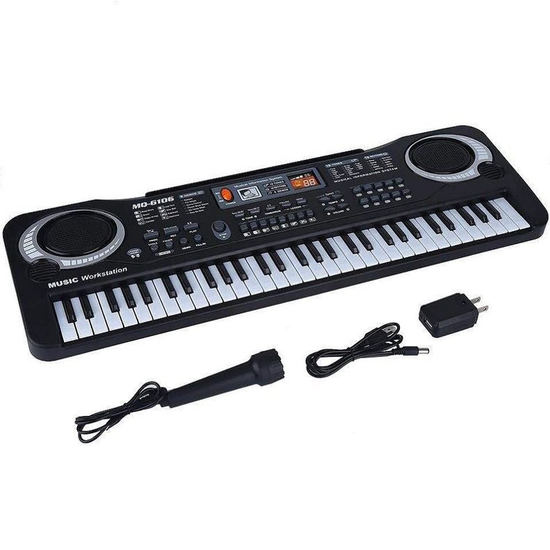 Piano Teclado Electrónico Digital 61 Teclas con Microfono-0