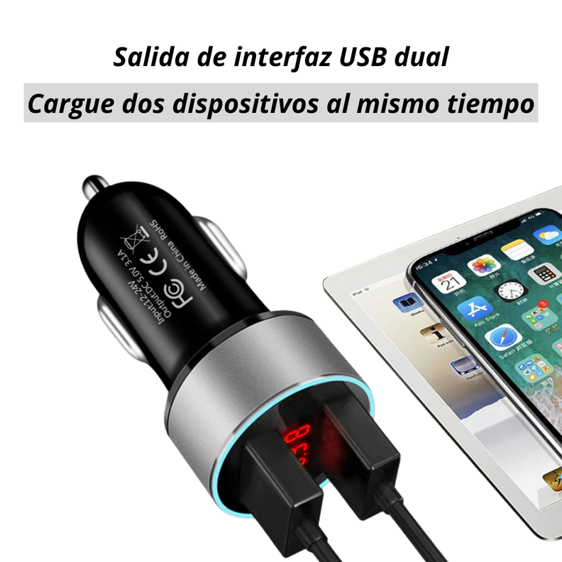 Cargador Adaptador Automovil Usb Doble Entrada 12-24v 3.1a-1