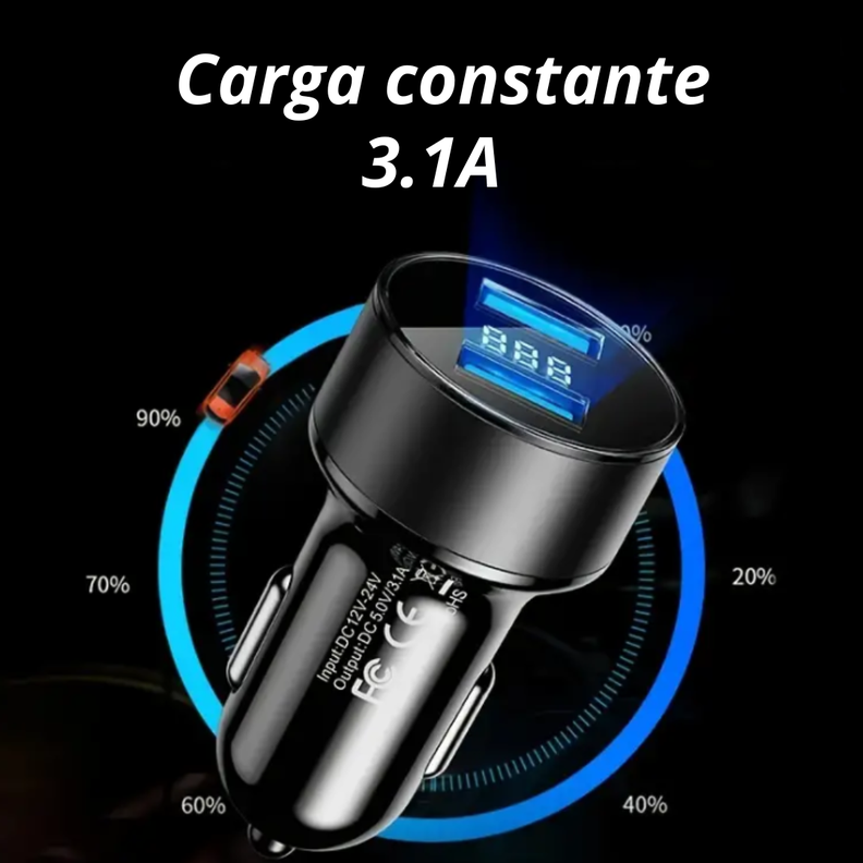 Cargador Adaptador Automovil Usb Doble Entrada 12-24v 3.1a-4