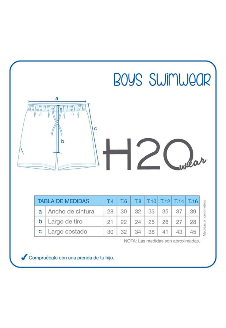 Traje de Baño Short Niño H2O Wear Celeste Estampado-2