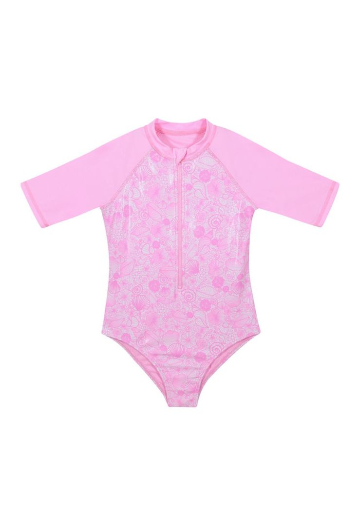 Traje de Baño Niña Manga Larga UV30+ H2O Wear Fucsia-0