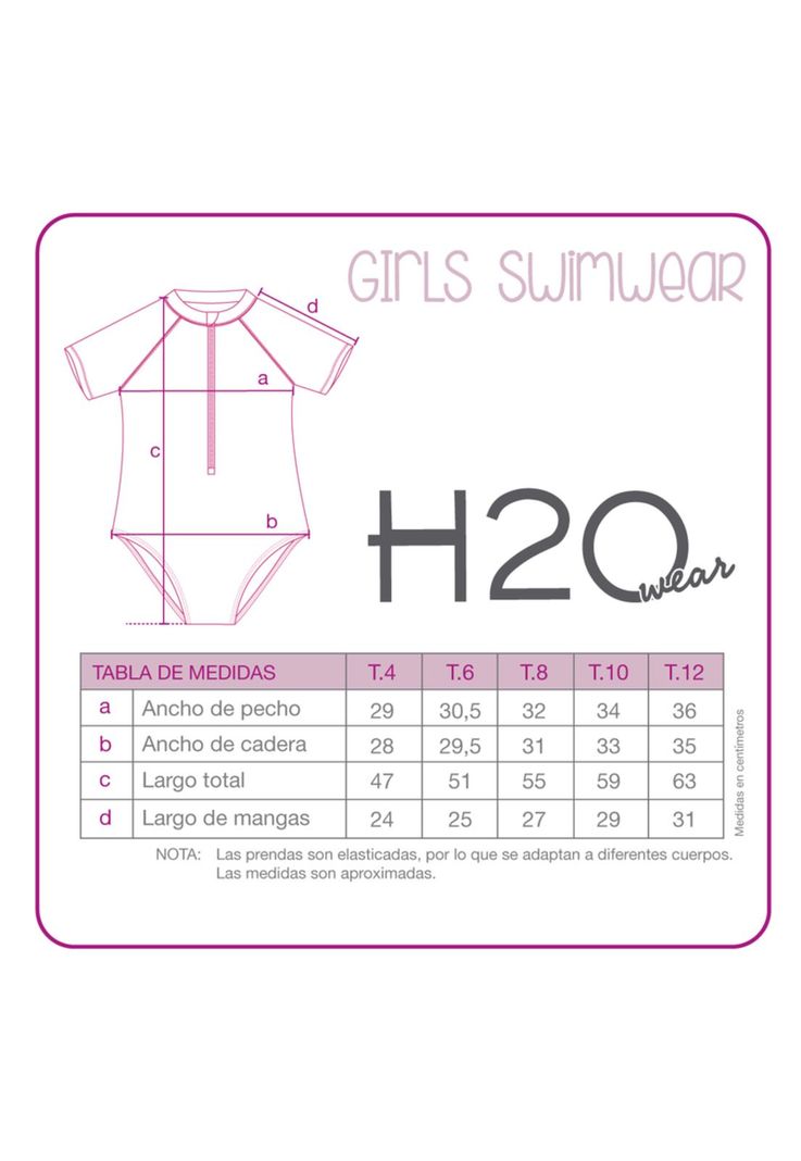 Traje de Baño Niña Manga Larga UV30+ H2O Wear Fucsia-3