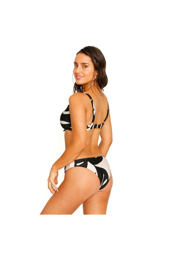Traje de Baño Bikini Top Copas Estampado para Mujer Negro-4