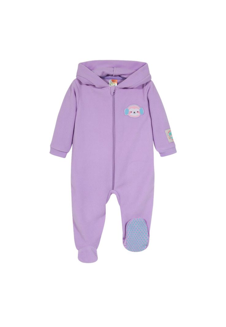 Pijama Bebe Nina Entero c/Gorro Polar Sustentable Lila H2O Wear 9 A 12 Meses