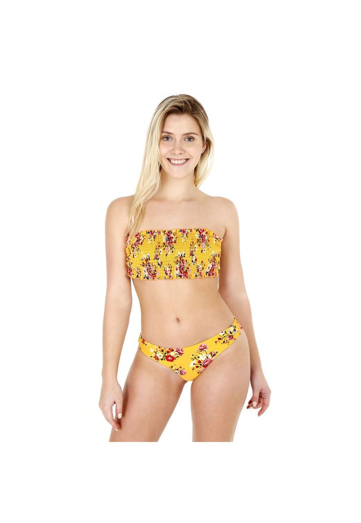 Traje de Bano Bikini Mujer Top Elasticado H2O Wear Ocre Mostaza S