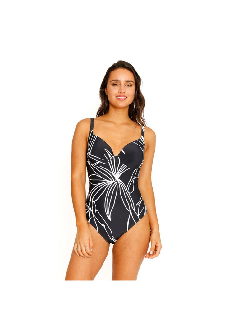 Traje de Baño Entero Copas para Mujer Negro-1