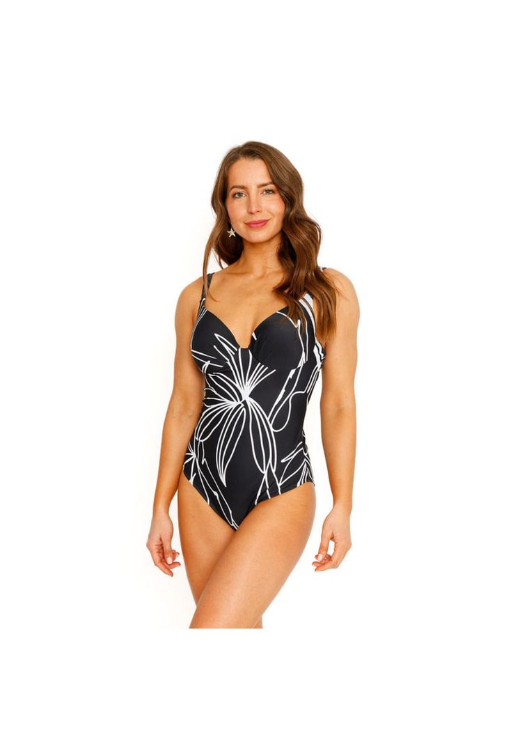 Traje de Baño Entero Copas para Mujer Negro-4