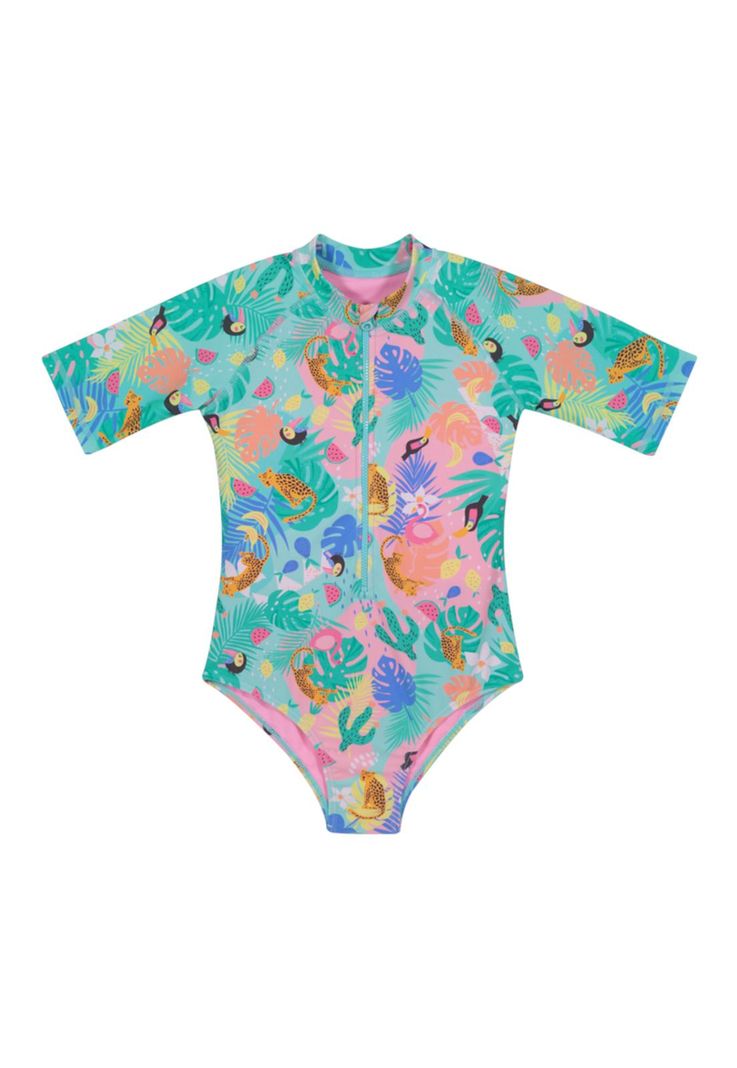 Traje de Baño Niña Entero UV30+ H2O Wear Folia Coral M/Corta-0