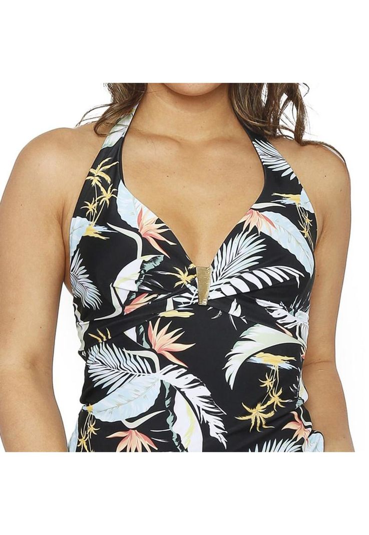 Traje de Baño Tankini Mujer H2O Wear Halter Estampado Verde Mar-5