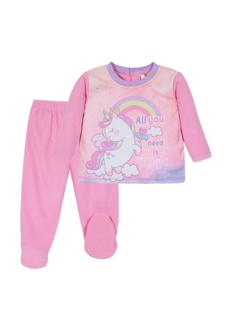 Pijama Bebe Nina Conjunto Polar Sustentable Rosado H2O Wear 9 A 12 Meses