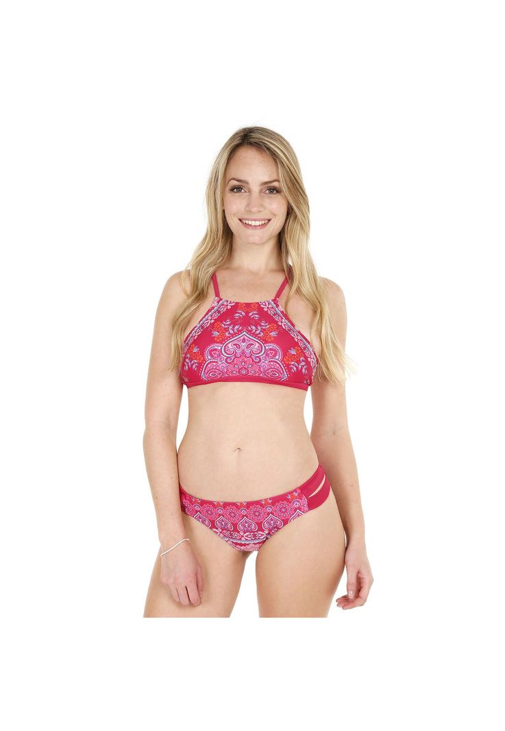 Traje de Baño Bikini High Neck para Mujer Burdeo-0