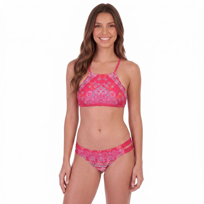 Traje de Bano Bikini High Neck para Mujer Burdeo