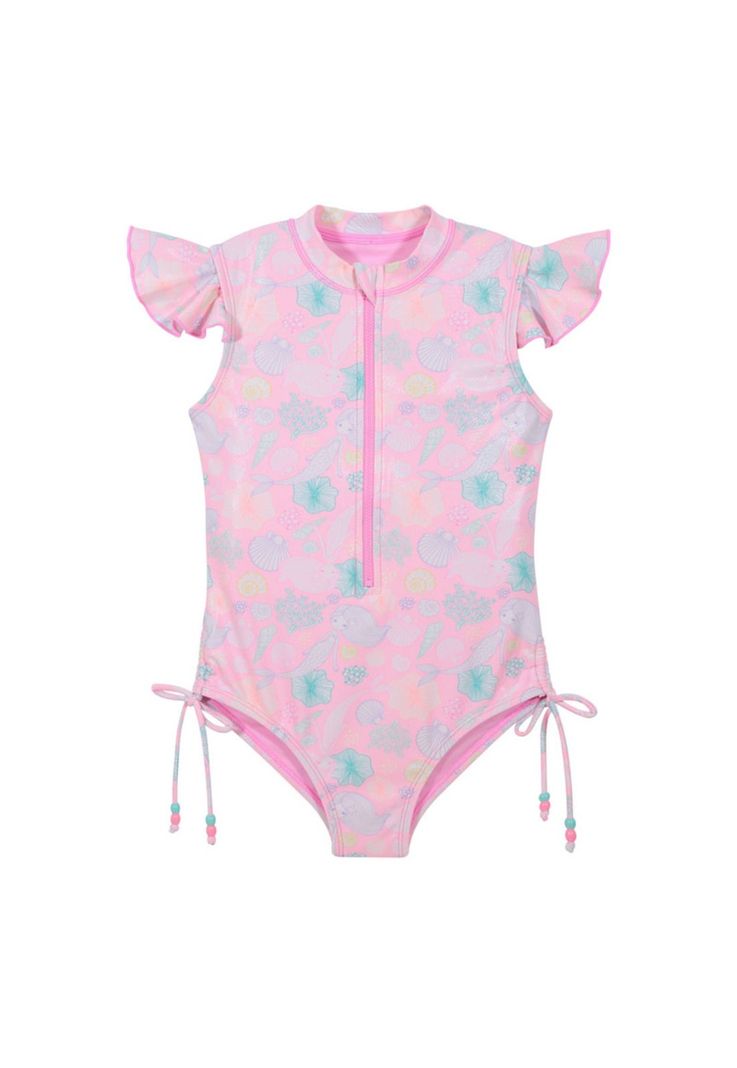 Traje de Baño Niña Manga Corta UV30+ H2O Wear Coral-0
