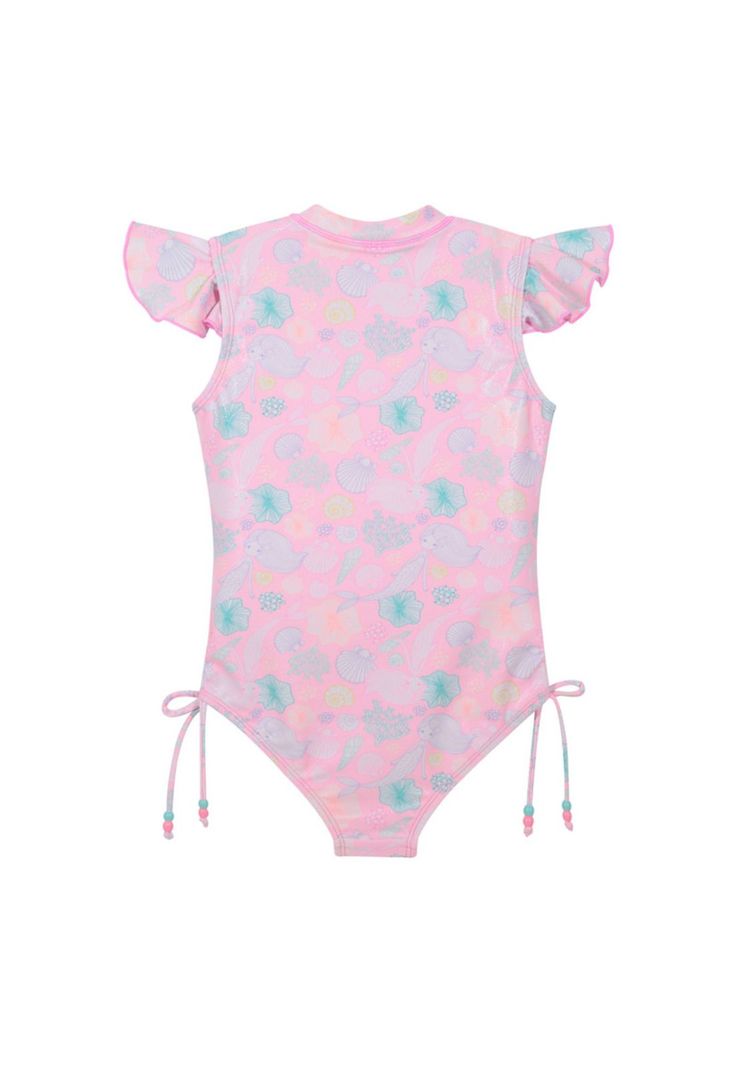 Traje de Baño Niña Manga Corta UV30+ H2O Wear Coral-1